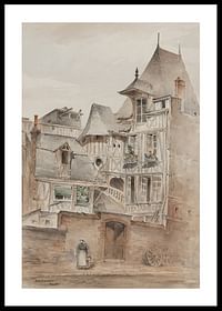Street Scene With Medieval Houses By Arnold W. Brunner-0