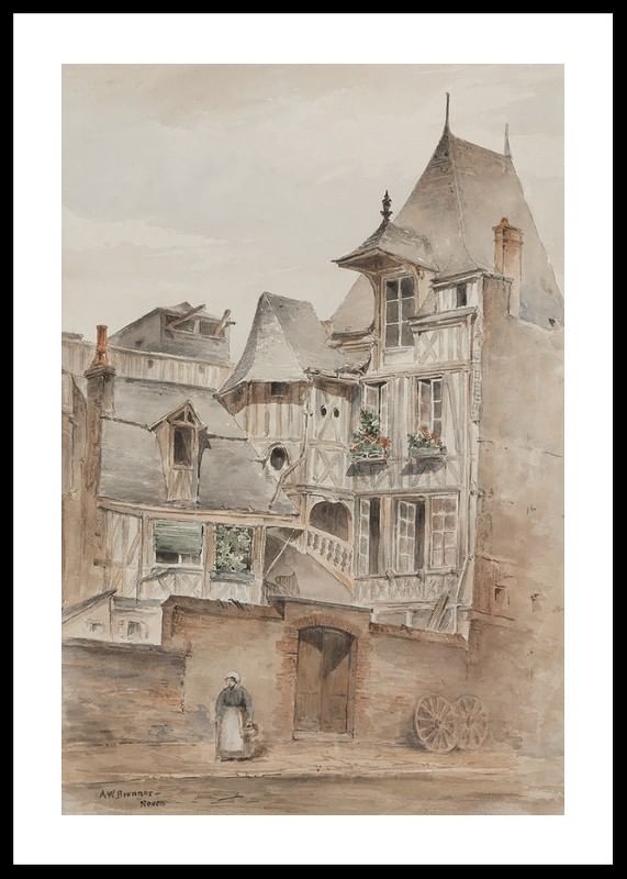 Street Scene With Medieval Houses By Arnold W. Brunner-12