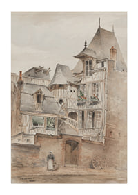 Street Scene With Medieval Houses By Arnold W. Brunner-3