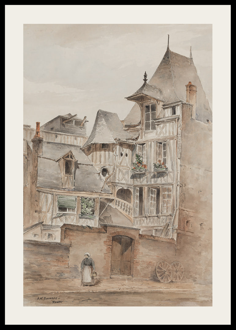Street Scene With Medieval Houses By Arnold W. Brunner-12