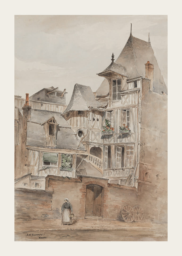 Street Scene With Medieval Houses By Arnold W. Brunner-12