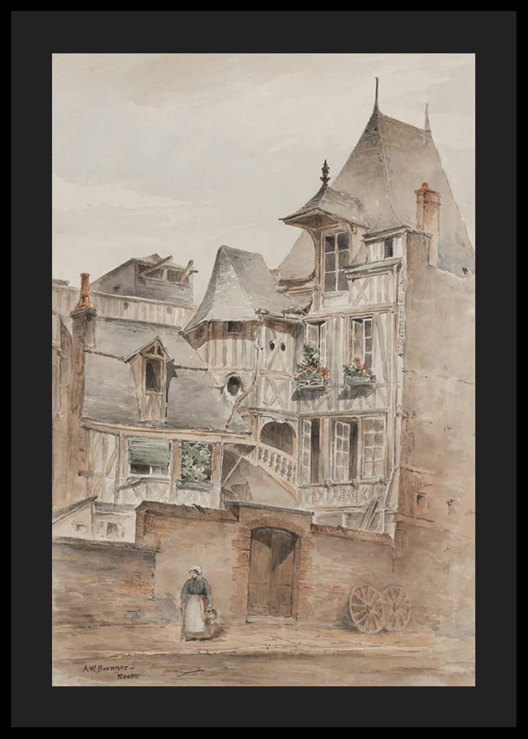 Street Scene With Medieval Houses By Arnold W. Brunner-12