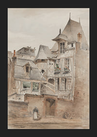 Street Scene With Medieval Houses By Arnold W. Brunner-7