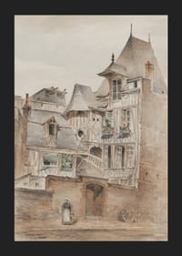 Street Scene With Medieval Houses By Arnold W. Brunner-7