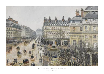 Poster Place Du Thtre Franais Paris Rain By Camille Pissarro