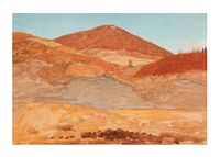 Drawing Hilly Landscape Autumn By Frederic Edwin Church-1