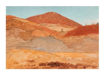 Plagát Drawing Hilly Landscape Autumn By Frederic Edwin Church