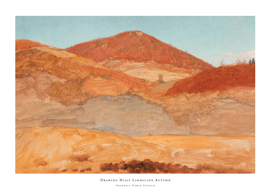 Drawing Hilly Landscape Autumn By Frederic Edwin Church-12