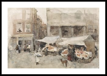 Poster Markt Met Bloemenstalletjes By Floris Arntzenius