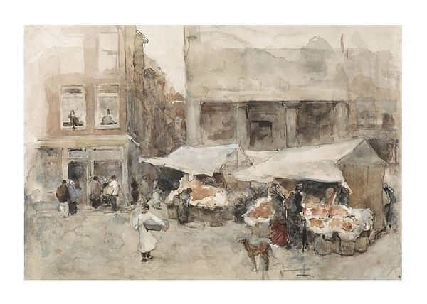 Plagát Markt Met Bloemenstalletjes By Floris Arntzenius
