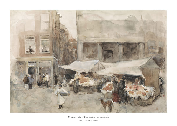 Plakatas Markt Met Bloemenstalletjes By Floris Arntzenius