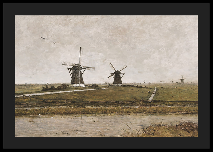 Polder With Mills Near Overschie By Paul Gabriël-12