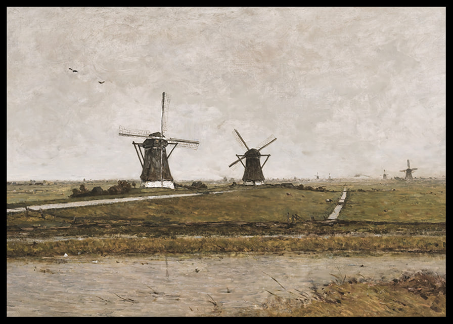 Polder With Mills Near Overschie By Paul Gabriël-12