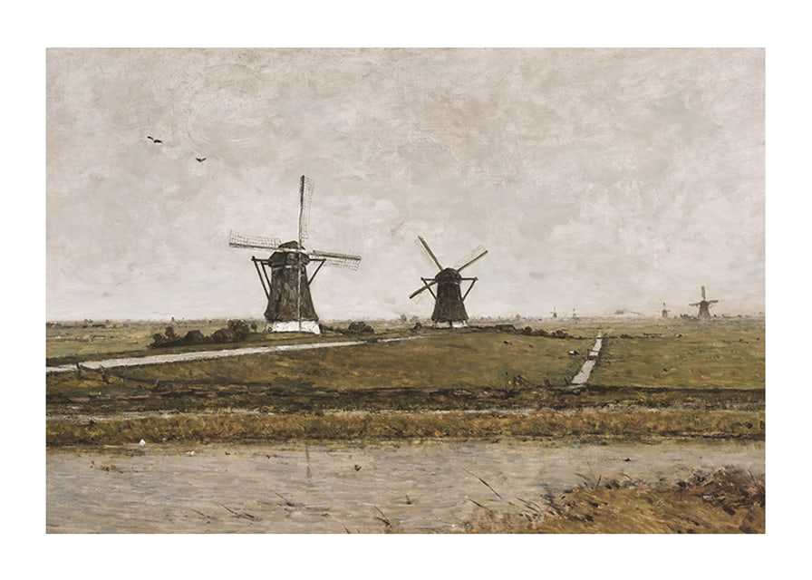 Polder With Mills Near Overschie By Paul Gabriël-12