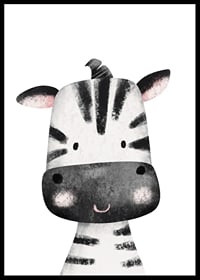 Illustrated zebra with soft features and black stripes-0