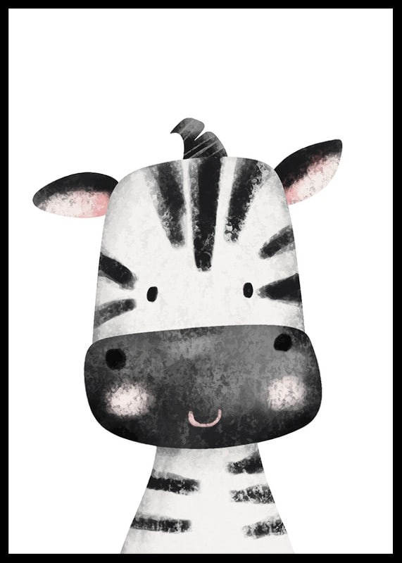 Illustrated zebra with soft features and black stripes-12