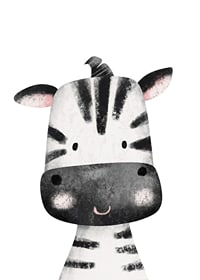 Illustrated zebra with soft features and black stripes-1