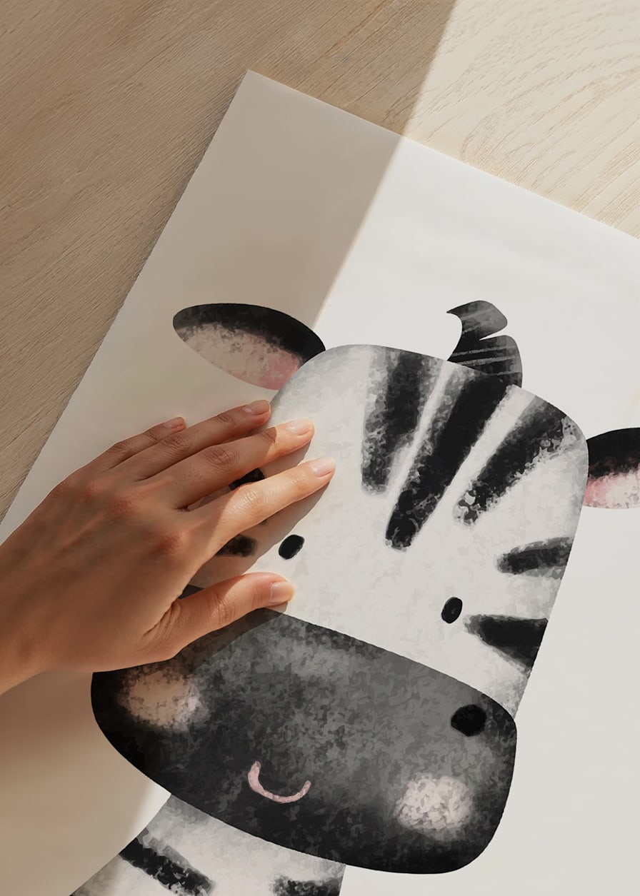 Illustrated zebra with soft features and black stripes-12