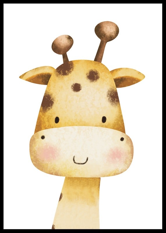 Illustrated giraffe in soft yellow tones with white cheeks-12