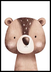 Illustrated bear with light brown fur on white background-0