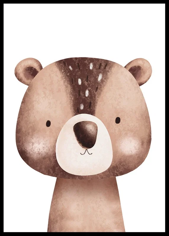 Illustrated bear with light brown fur on white background-12
