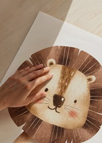 Illustrated lion cub with brown mane and beige face-3