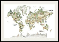 World map with illustrated animals from different continents-2
