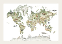 World map with illustrated animals from different continents-3