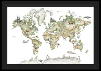World map with illustrated animals from different continents-4