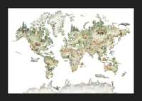 World map with illustrated animals from different continents-5