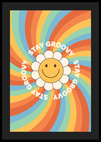 Geïllustreerde bloem met smiley en tekst in retrokleuren-4
