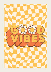 Retrotekst met bloemen en geel geblokt golfpatroon-3