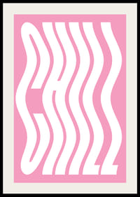 Motivo di testo ondulato bianco con la parola Chill su sfondo rosa-2