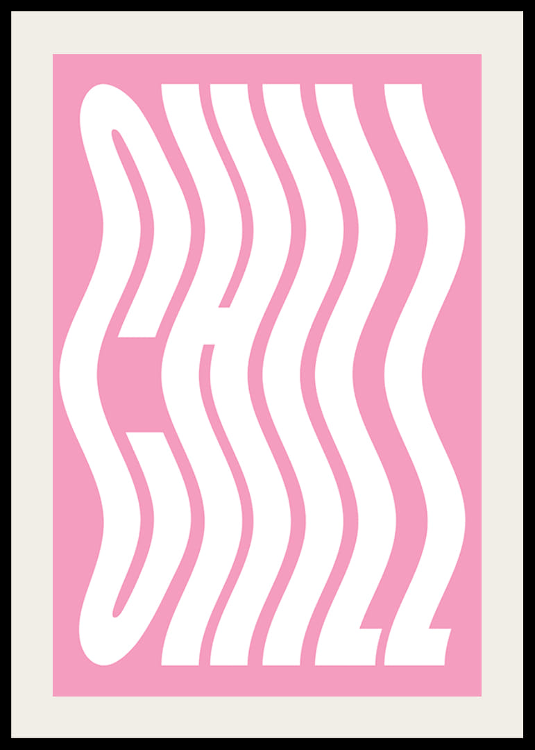 Motivo di testo ondulato bianco con la parola Chill su sfondo rosa-12