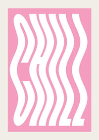 Motivo di testo ondulato bianco con la parola Chill su sfondo rosa-3