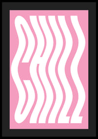 Motivo di testo ondulato bianco con la parola Chill su sfondo rosa-4