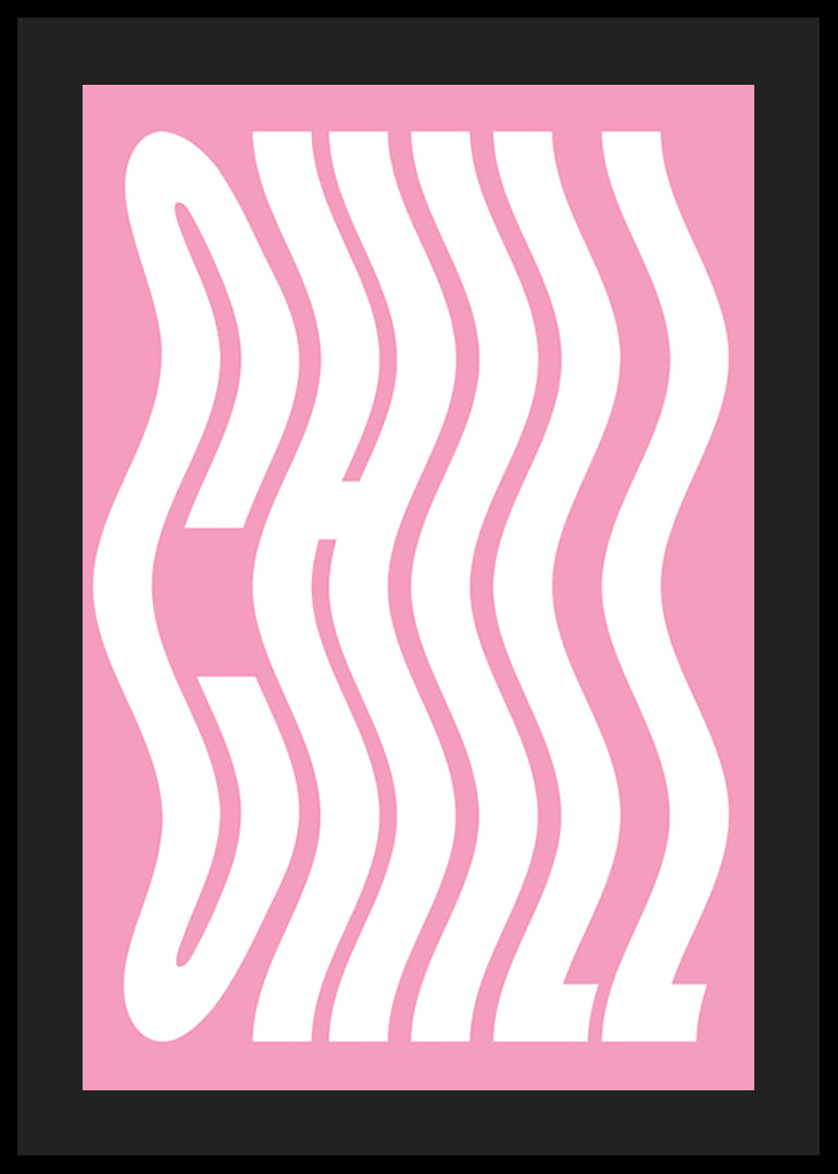 Motivo di testo ondulato bianco con la parola Chill su sfondo rosa-12