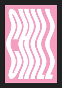 Motivo di testo ondulato bianco con la parola Chill su sfondo rosa-5