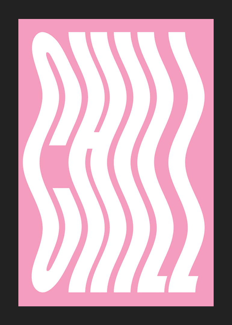 Motivo di testo ondulato bianco con la parola Chill su sfondo rosa-12