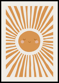 Kuvitettu aurinko hymyilevine kasvoineen ja oransseine säteineen-2