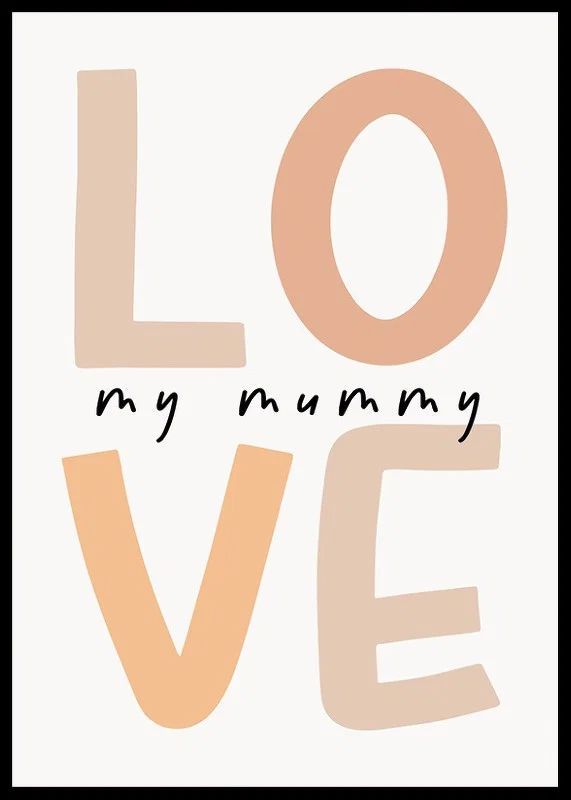 Grafisk textillustration med ordet LOVE i beige toner-12