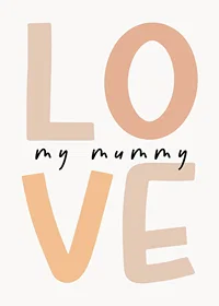 Grafisk textillustration med ordet LOVE i beige toner-7