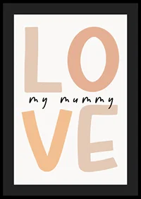 Grafisk textillustration med ordet LOVE i beige toner-4