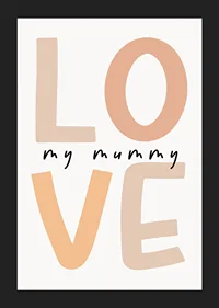 Grafisk textillustration med ordet LOVE i beige toner-5