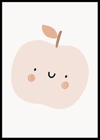 Illustrated light beige apple with face and brown cheeks-6