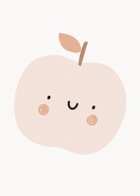Illustrated light beige apple with face and brown cheeks-7
