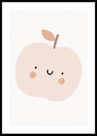 Illustrated light beige apple with face and brown cheeks-0