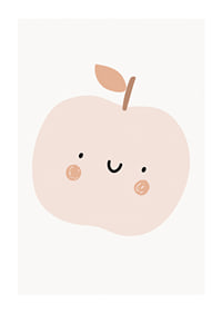 Illustrated light beige apple with face and brown cheeks-1