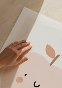 Illustrated light beige apple with face and brown cheeks-9