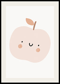 Illustrated light beige apple with face and brown cheeks-2